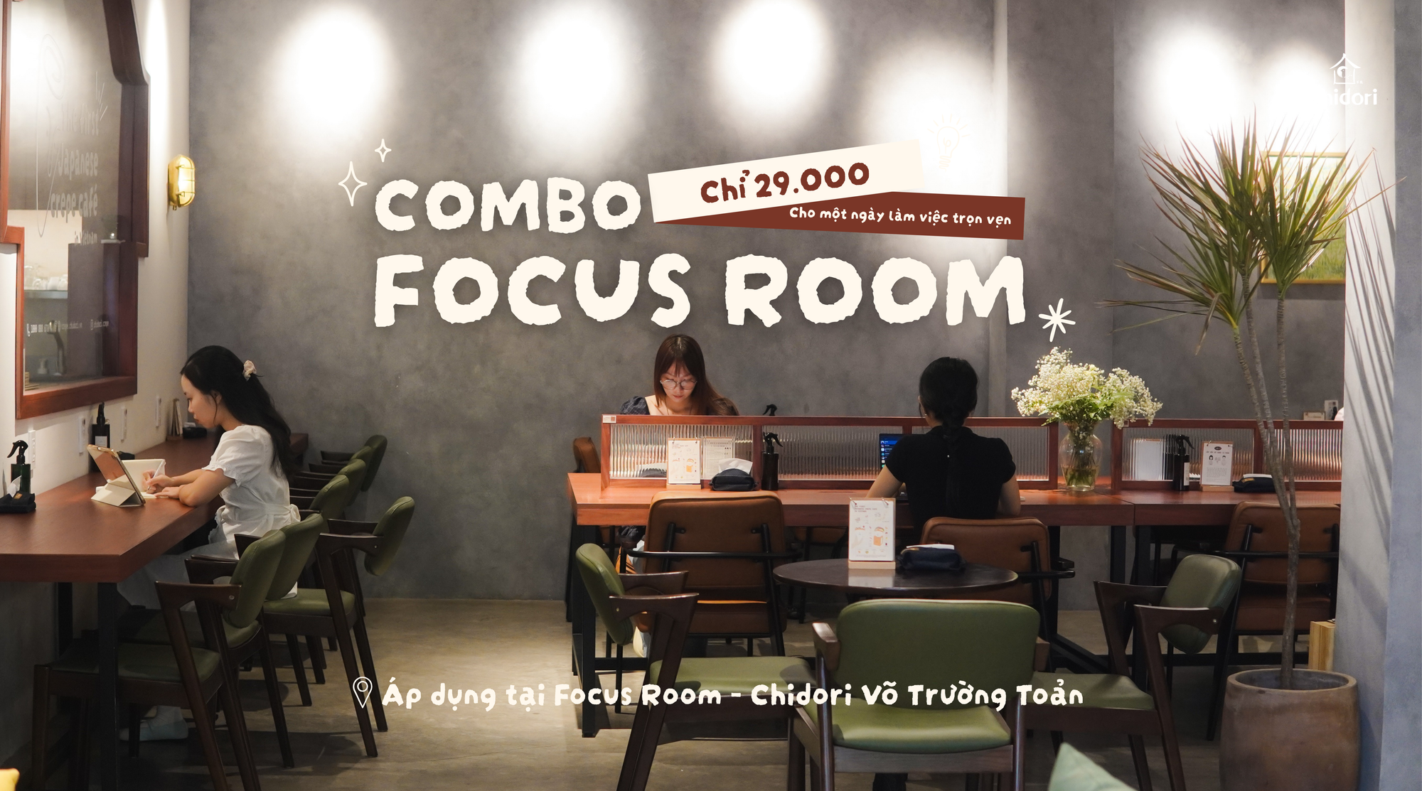 COMBO FOCUS ROOM chỉ 29.000 "giữ chỗ" cho ngày làm việc trọn vẹn